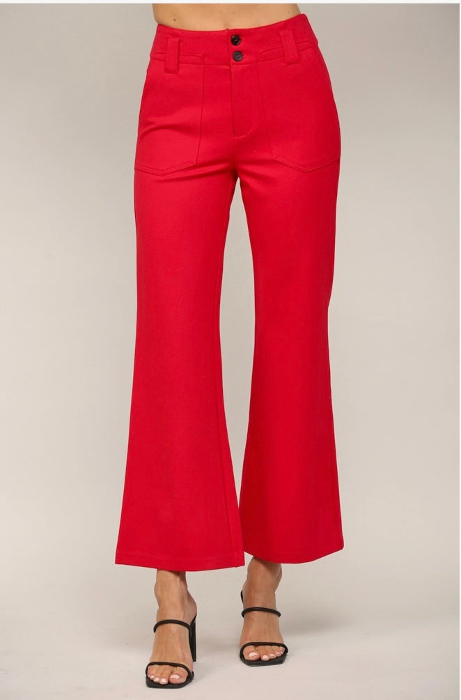 Two Front Plcket Ponte Flare Pants