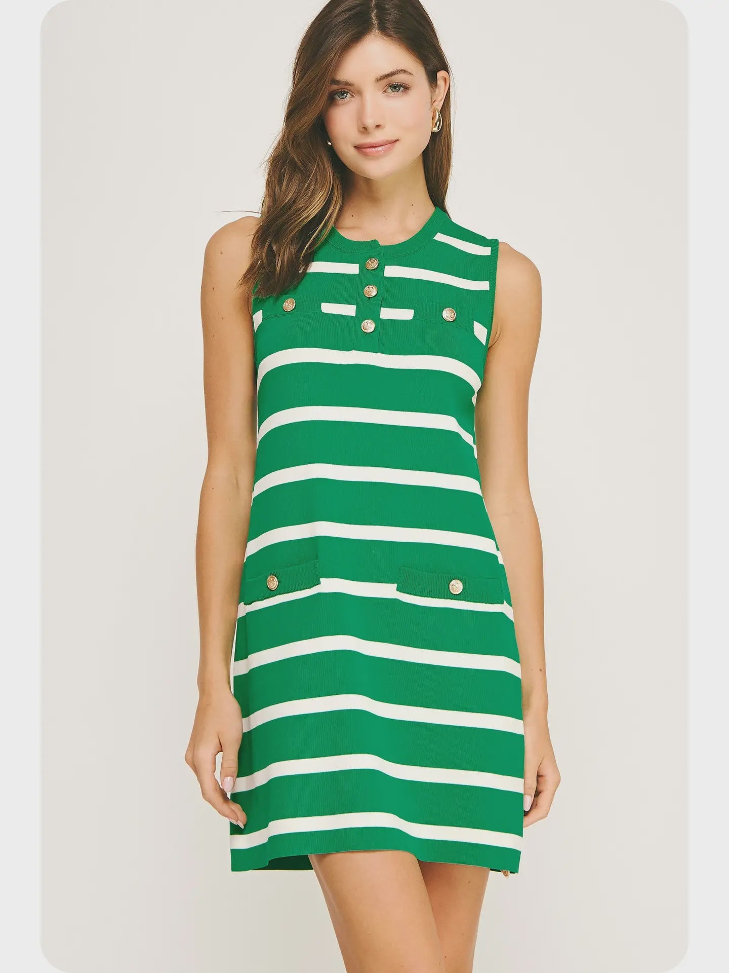 Striped Knit Sleeveless Mini Dress