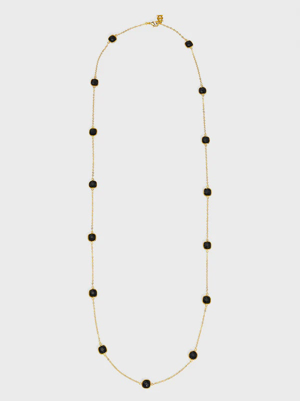 Andrea Necklace – Long Gold-Plated Chain with Colorful Crystal Accents