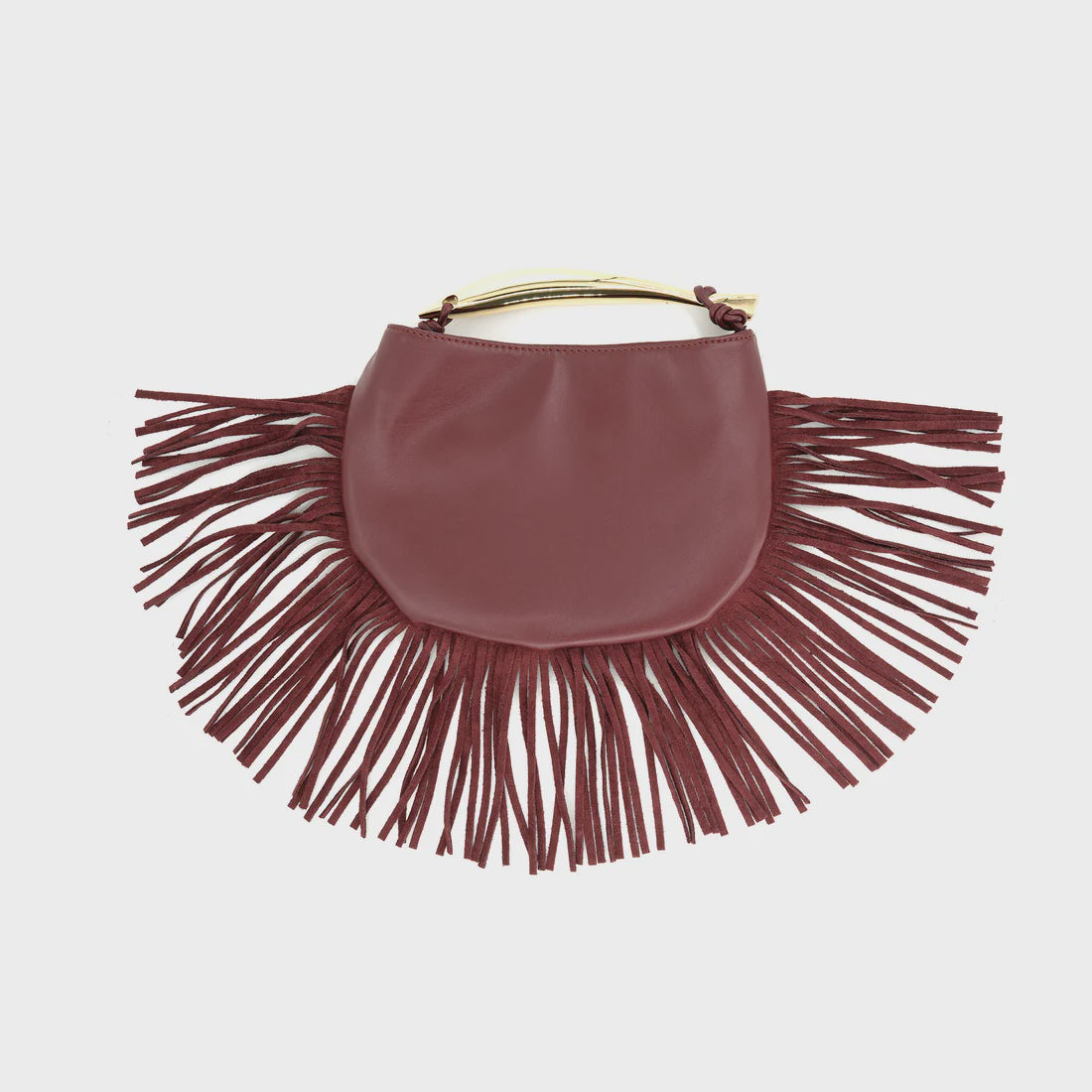 Fringe Statement Bag with Gold Metal Handle