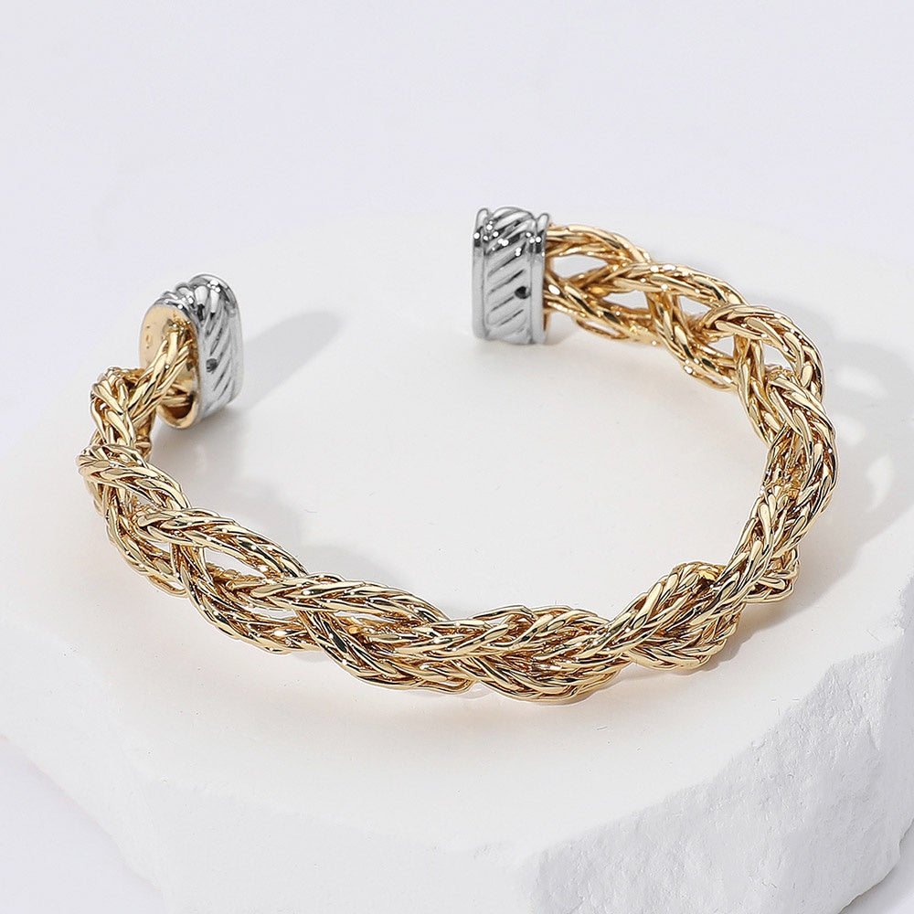 Two Tone Braided Cuff Bracelet