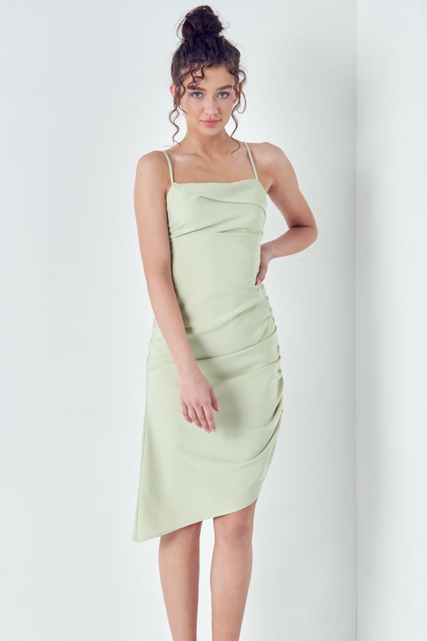 UNBALANCED HEM MIDI CAMI DRESS