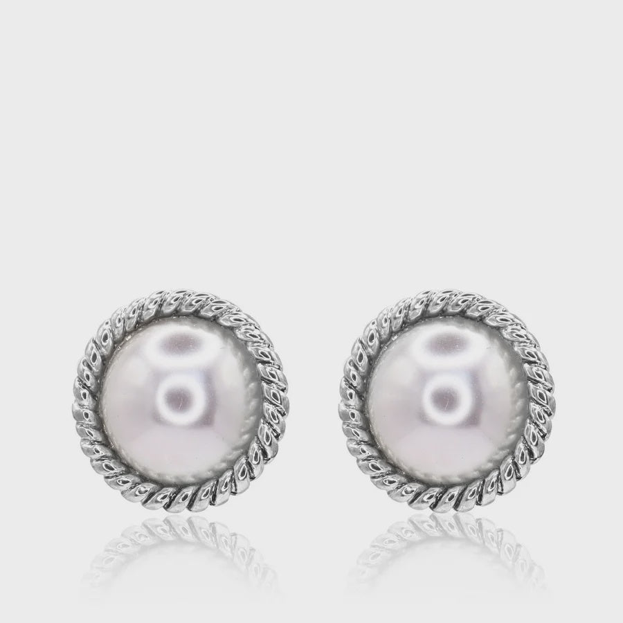 Antique Gold Mabe Pearl Earrings – Classic Rope Design