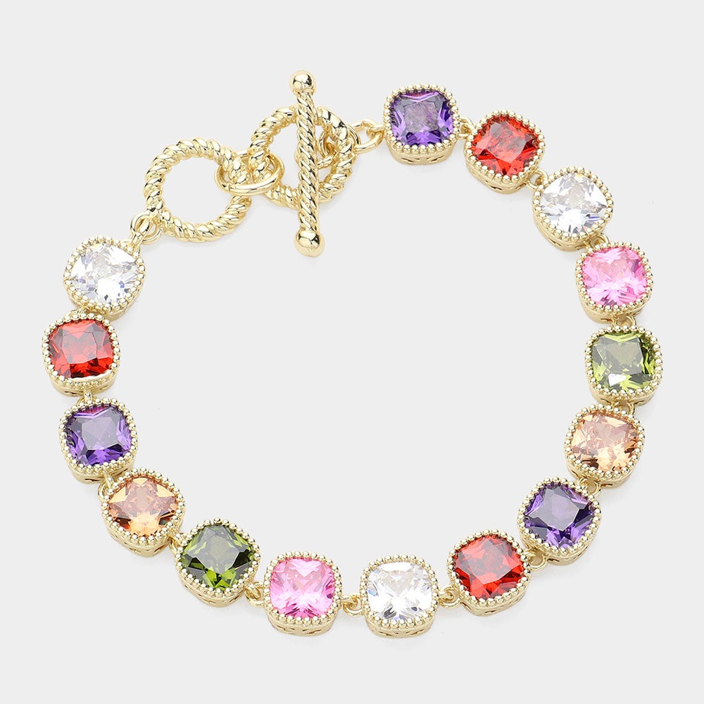 CZ Stone Evening Toggle Bracelet