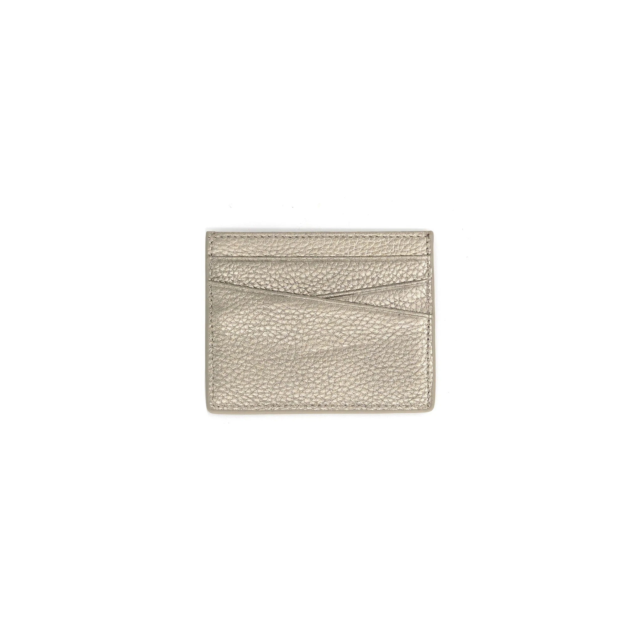 Genuine Leather Credit Card Holder – Pewter Finish