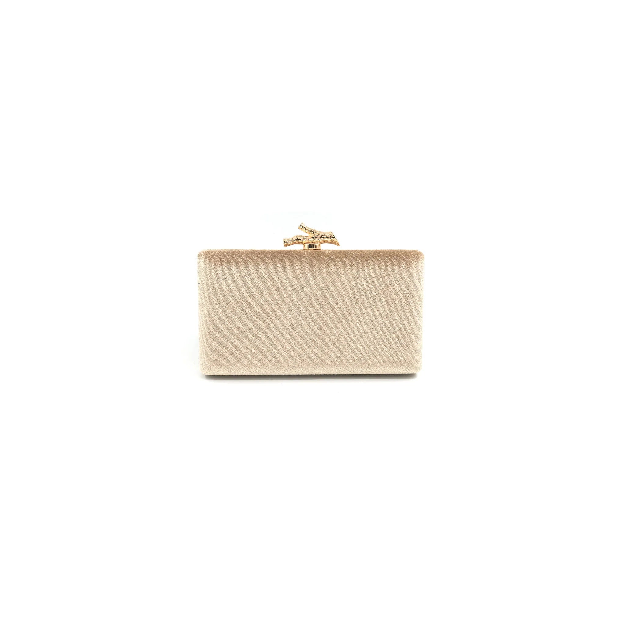 Gold Velvet Box Clutch with Removable Chain