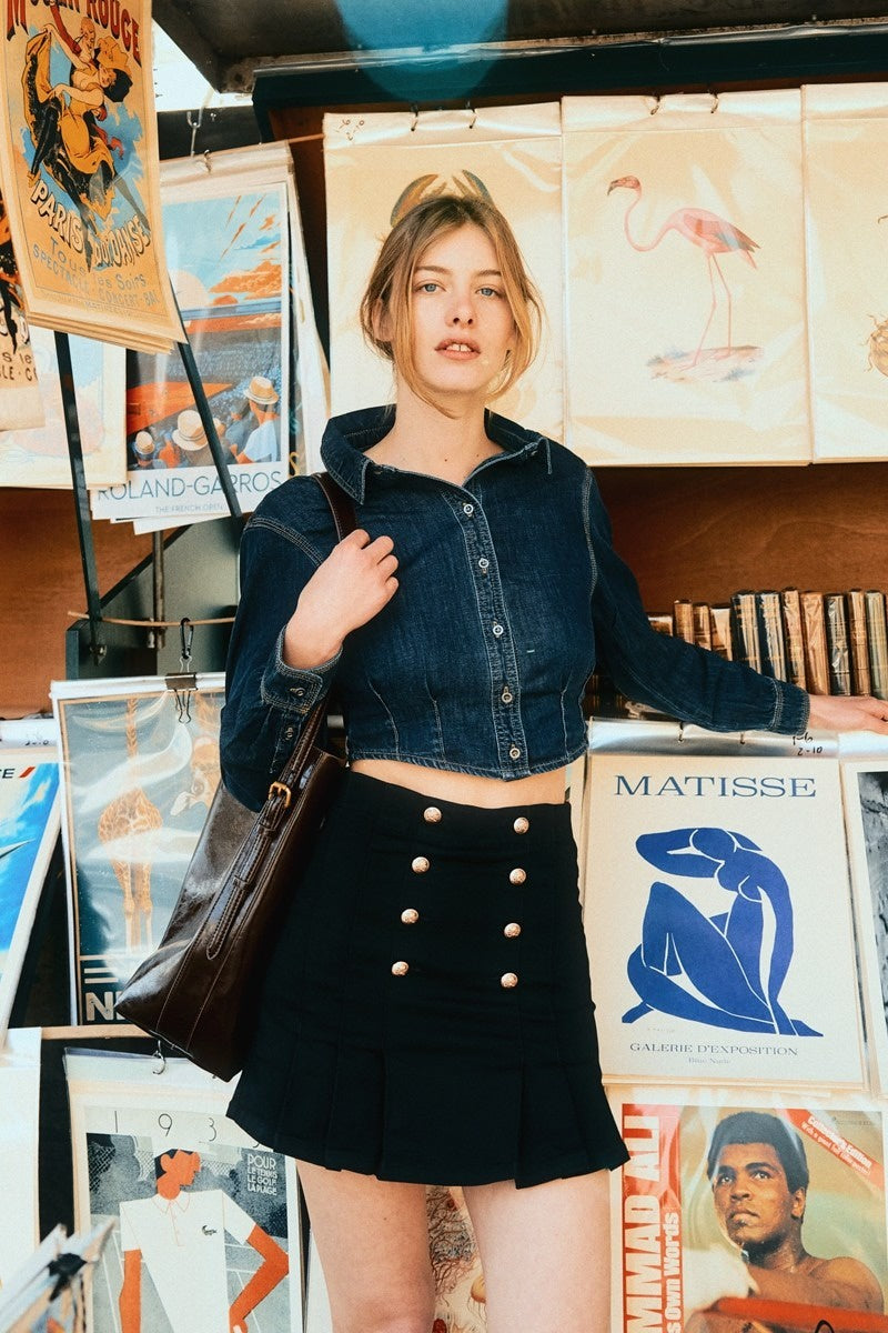 High Rise Pleated Mini Skort