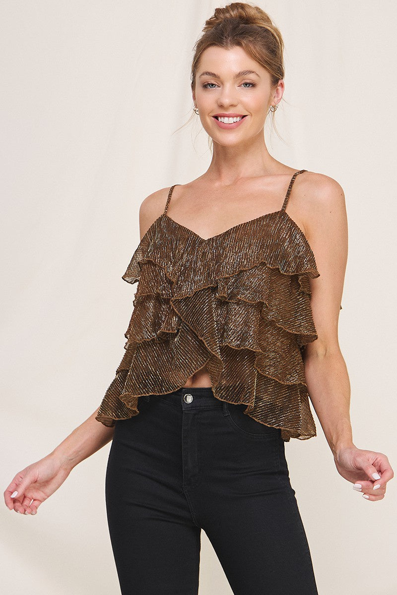 Tiered Ruffle Cascade Front Cami