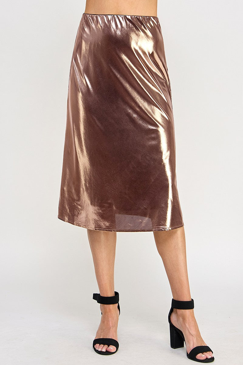 Liquid Metal Midi Skirt