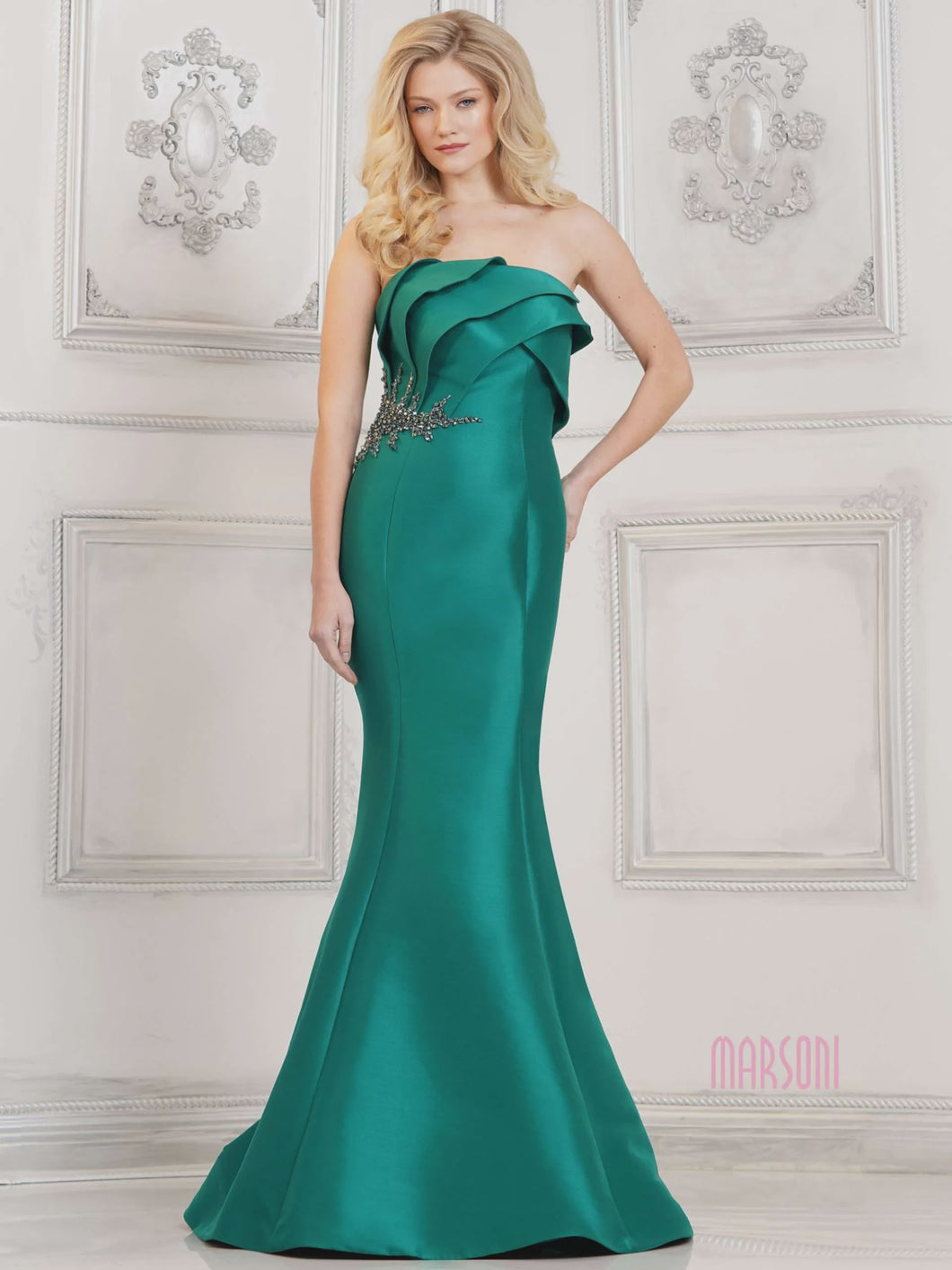 Strapless Stretch Mikado Fit And Flare Ball Gown