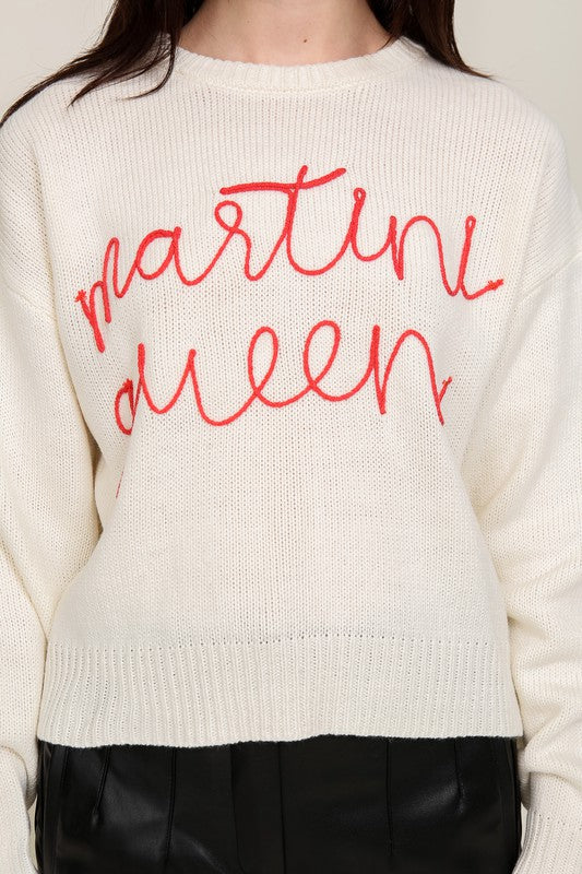Martini Queen Round Neck Sweater Top
