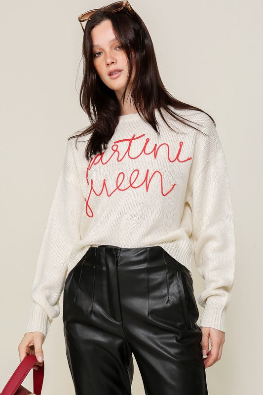 Martini Queen Round Neck Sweater Top