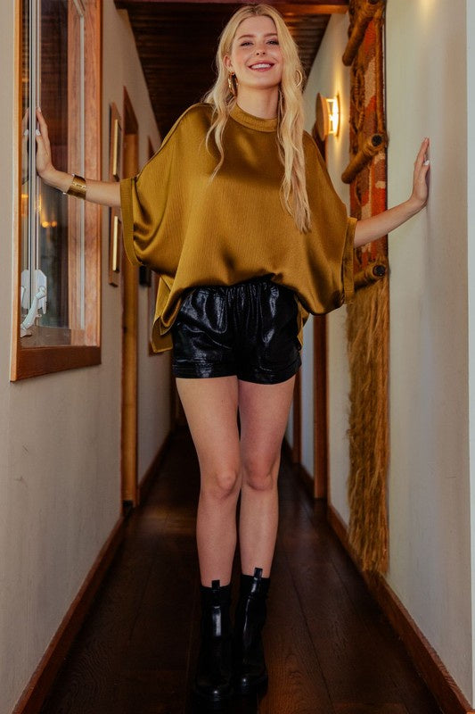Mock Neck Oversize Top