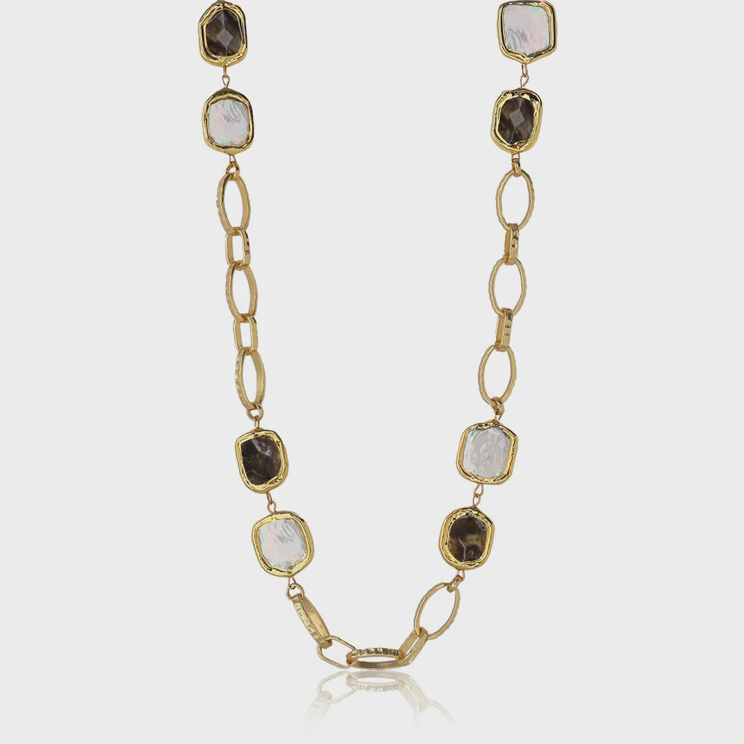 Stone & Pearl Long Necklace
