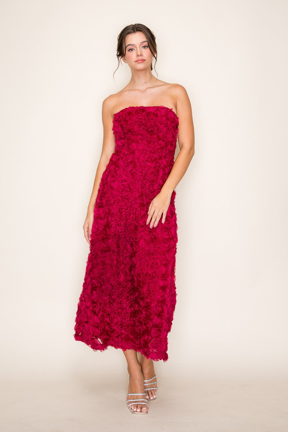 FLORAL BACK BOW MIDI DRESS