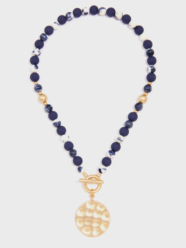 Rachel Beaded Charm Necklace – Medallion Pendant