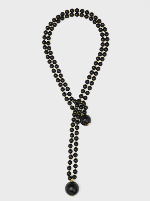 Rowan Necklace – Elegant Beaded Lariat with Oversized Beads