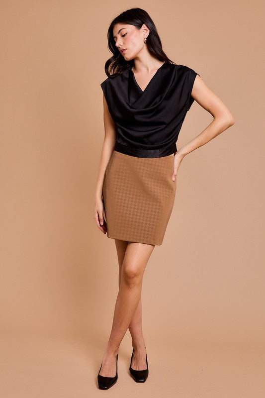 Sleeveless Cowl-Neck Top With Back Tie