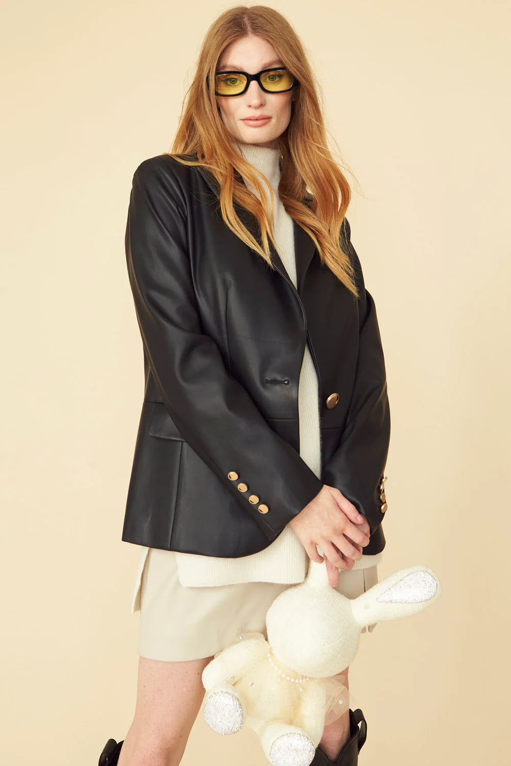 Faux Leather Blazer