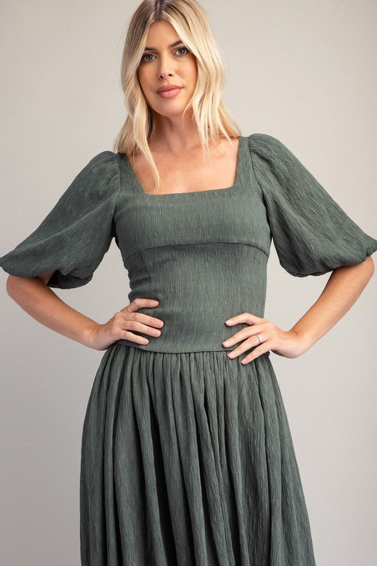 Square Neck Balloon Sleeve Top