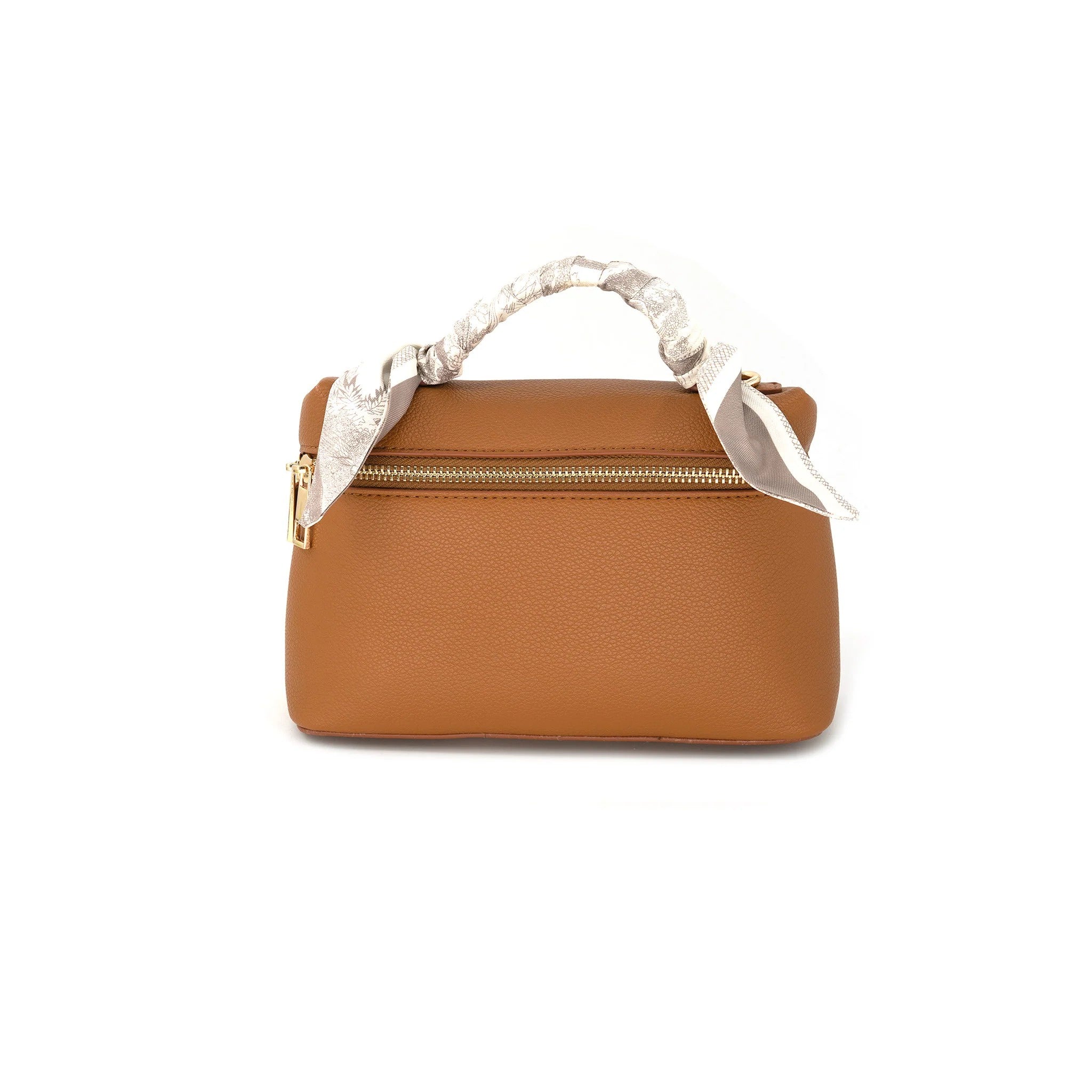 Tan Bow-Handle PU Bag