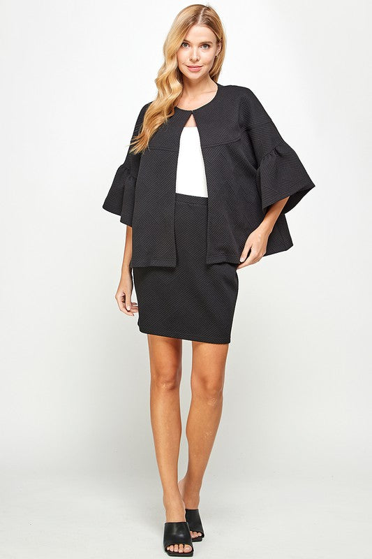 Textured Ruffle Sleeve Jacket