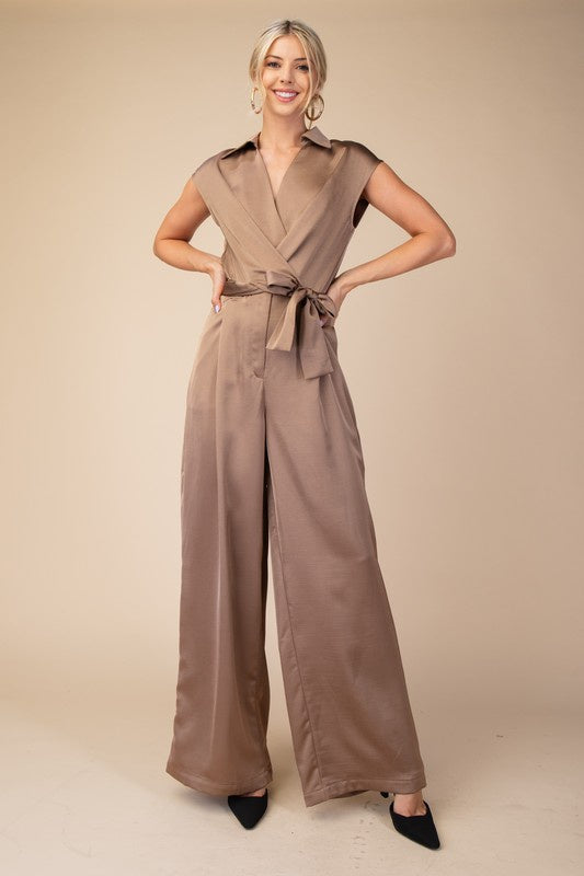 V-Neck Knotted Jumpsuit