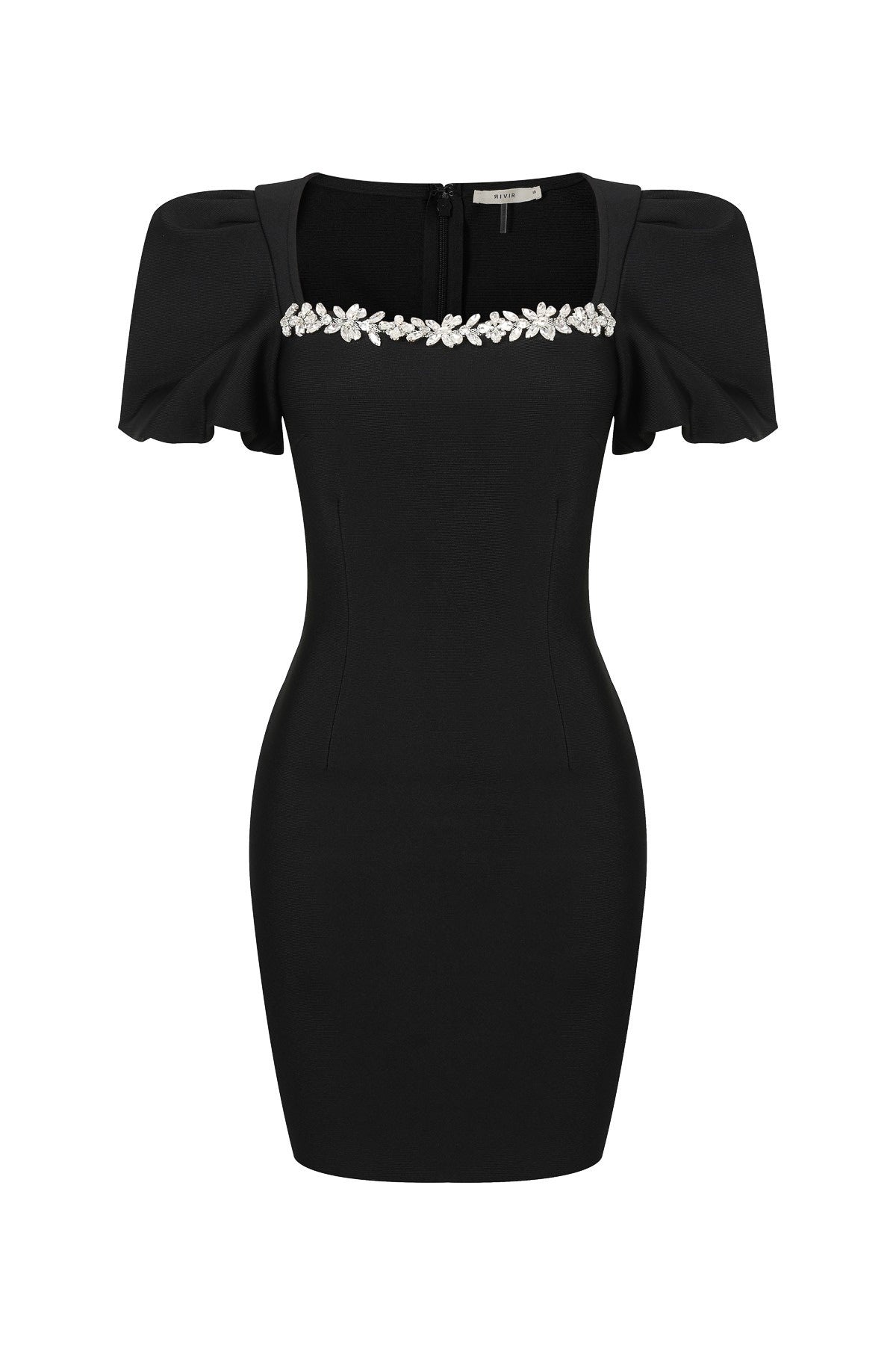 Velour Majesty Bandage Dress – Elegant Black Short Sleeve Bodycon Cocktail Dress