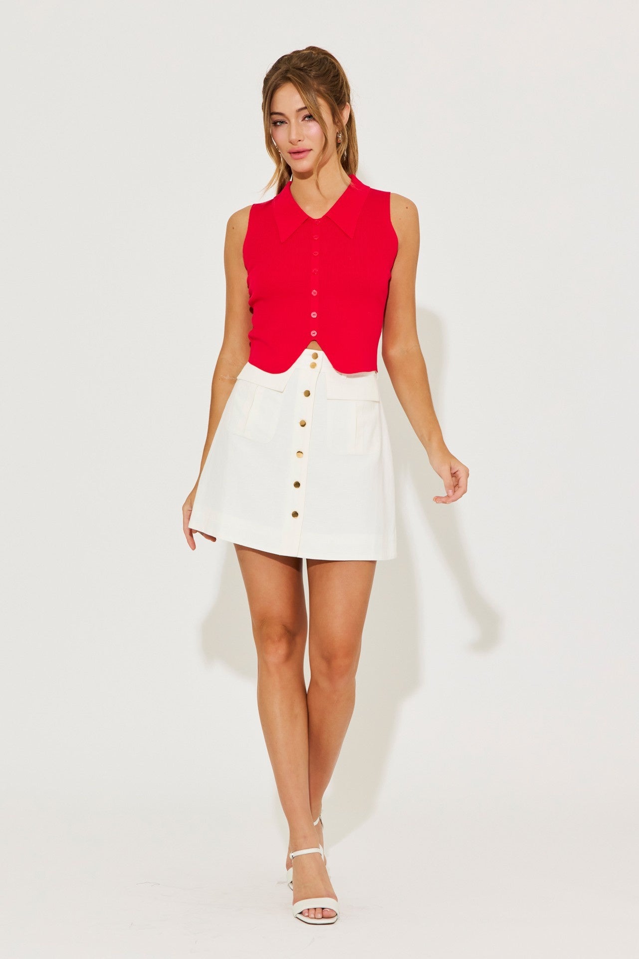 Woven Front Flap Pocket Mini Skirt