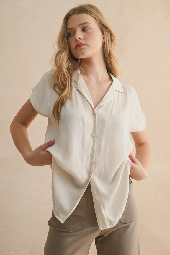 Button Down Cap Sleeve Shirts