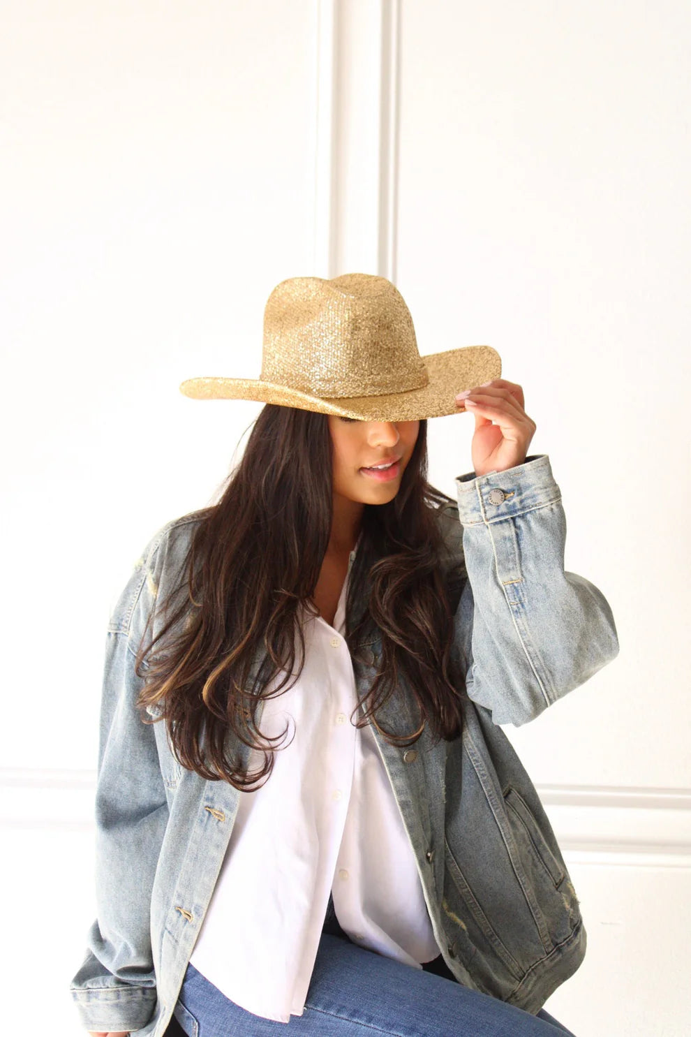 Gold Glitter Cowgirl Hat
