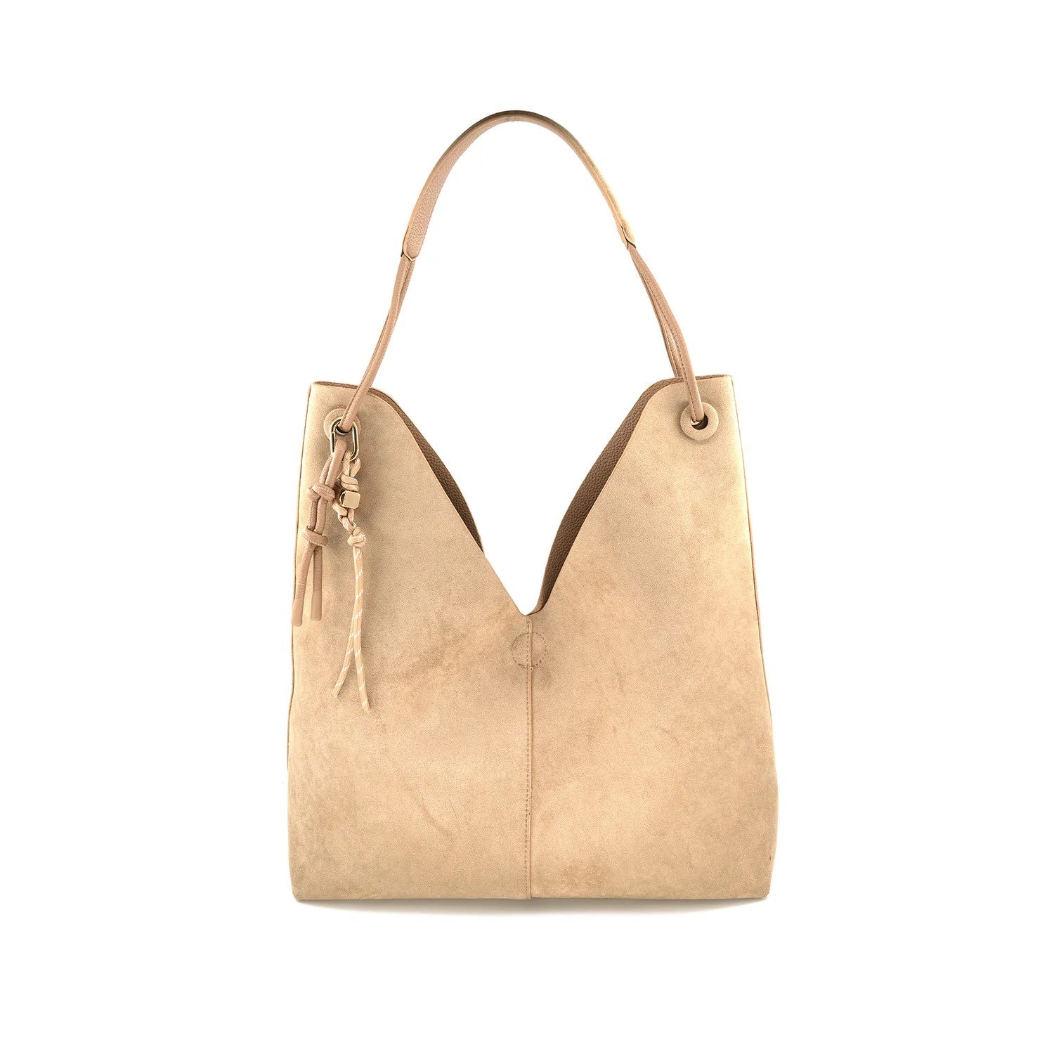 2-in-1 Hobo Bag with Inner Pouch – Large Vegan Leather Shoulder Bag for Women | Slouchy Tote Bag Set with Tassel Detail